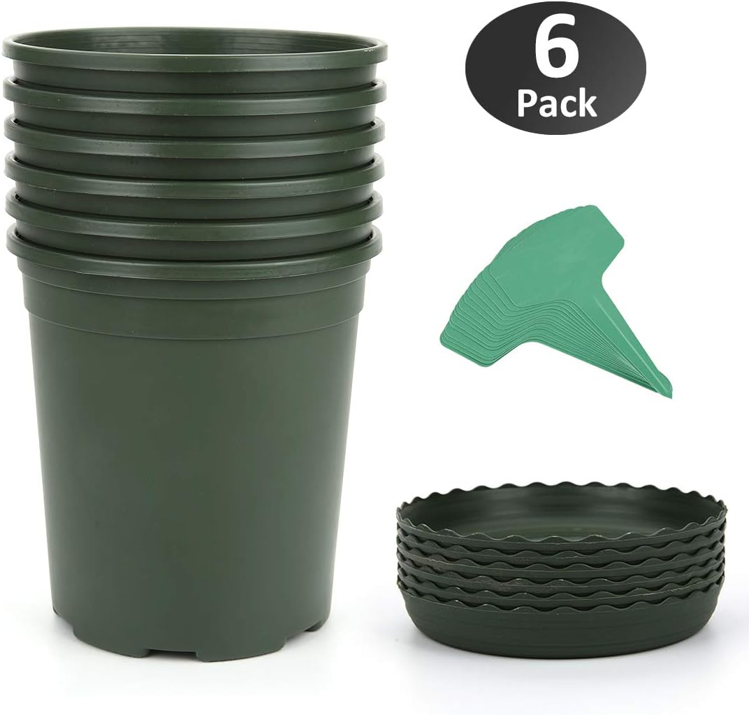 GROWNEER 6Pack 1 Gallon Nursery Pot Garden Flower Pots