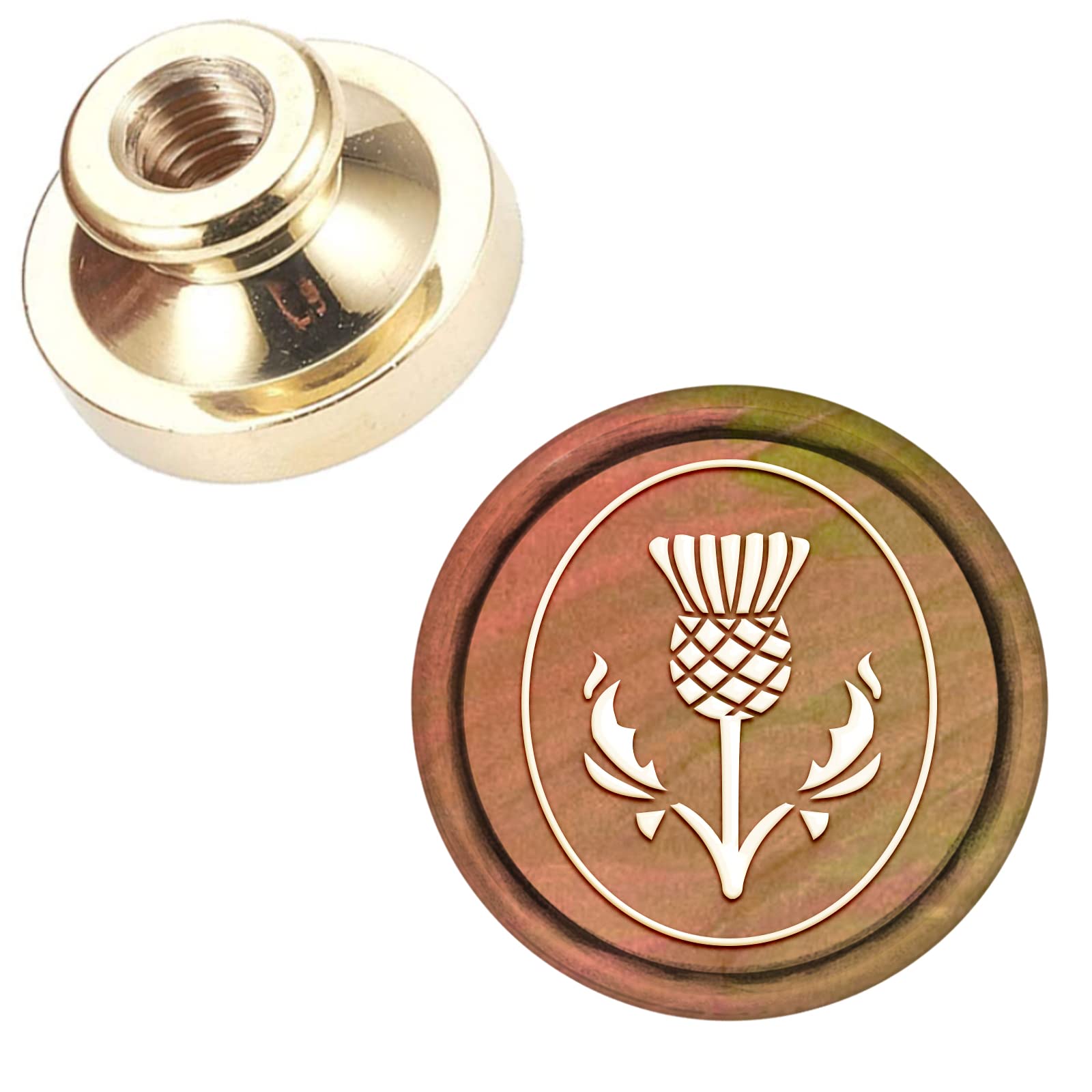 CRASPIRE Wax Seal Stamp Head Thistle Removable Sealing Brass Stamp Head for Creative Gift Envelopes Invitations Cards Decoration