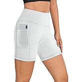 Womens 5" Biker Shorts with Pockets High Waisted Tummy Control Yoga Workout Gym Stretchy Spandex Shorts Leggings Compression Athletic Run Bicycle Cycling Volleyball Exercise Dance Bike Shorts Tights
