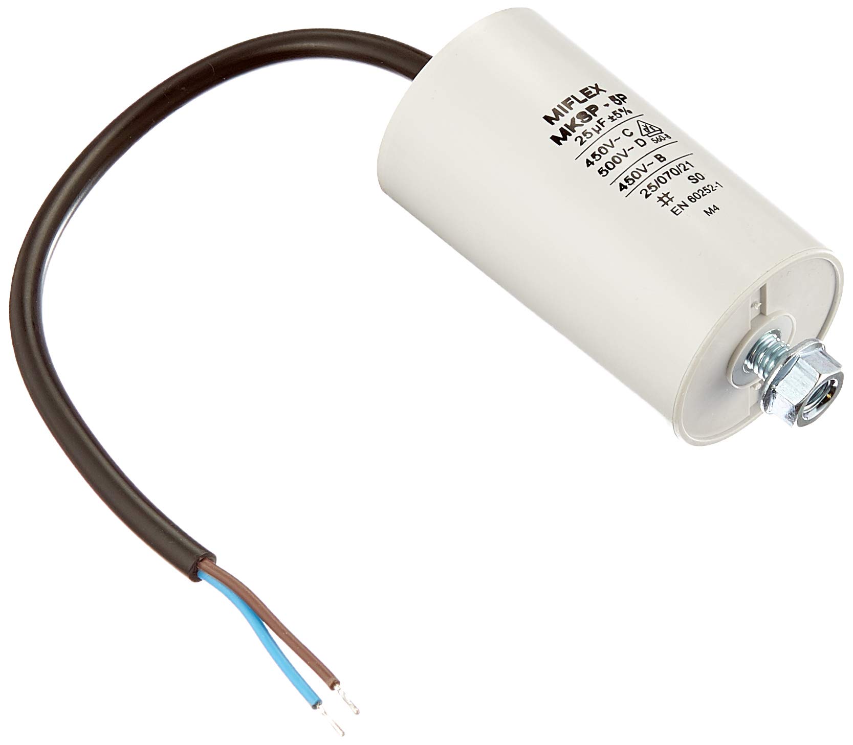 Start-up capacitor motor capacitor ,grey,25ฮผF 450V 45x78 mm line Miflex; 25uF