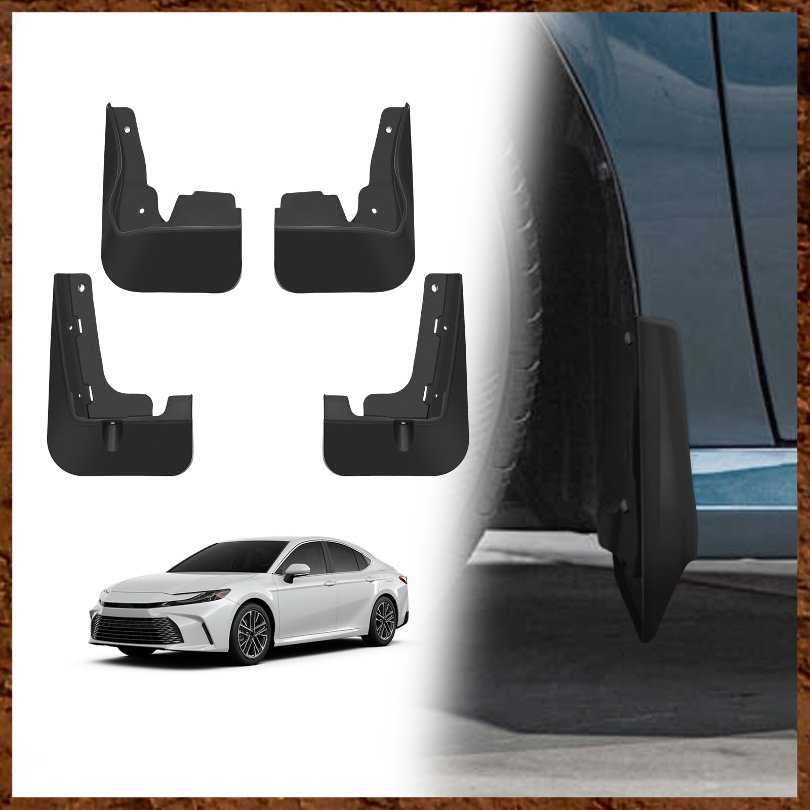 Photo 1 of Muslogy Mud Flaps Splash Guards Compatible with Toyota Camry 2025 (LE, XLE) Accessories Wheel & Tire Mudguards Front & Rear Set Fender Mudflaps No Drilling Required (Won't Fit SE/XSE)