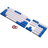 PBT Keycaps Backlit 108Key Set Doubleshot Translucent Cherry MX Key Caps Top Print with Keycaps Puller for 87/104/108 MX Switches Mechanical Gaming Keyboard (Blue White Combo)