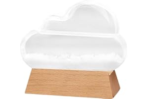 Storm Glass Weather Forecaster Cloud Shape Storm Glass Weather Predictor with Wood Base Decorative Home Station Bottle Orname