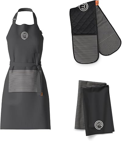 MasterChef Cotton Kitchen Gift Set: Apron, Oven Glove, 2 Tea Towels - Show Logo