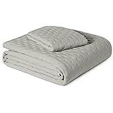 Amazon Basics Brushed Microfiber Quilt Set, Extra Soft with Natural Texture, 2-Piece,Twin/Twin XL, Grey