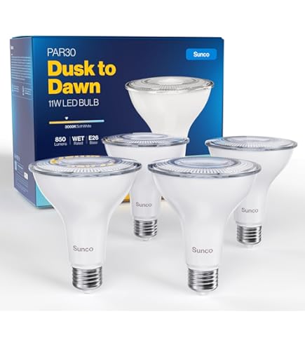 Sunco 6 Pack LED Flood Light Bulb, Waterproof PAR38 Dusk to Dawn