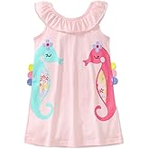 WRHPZW Toddler Girl Summer Short Sleeve Easter Dress Cotton Casual Jersey Shirt Playwear Applique Dress