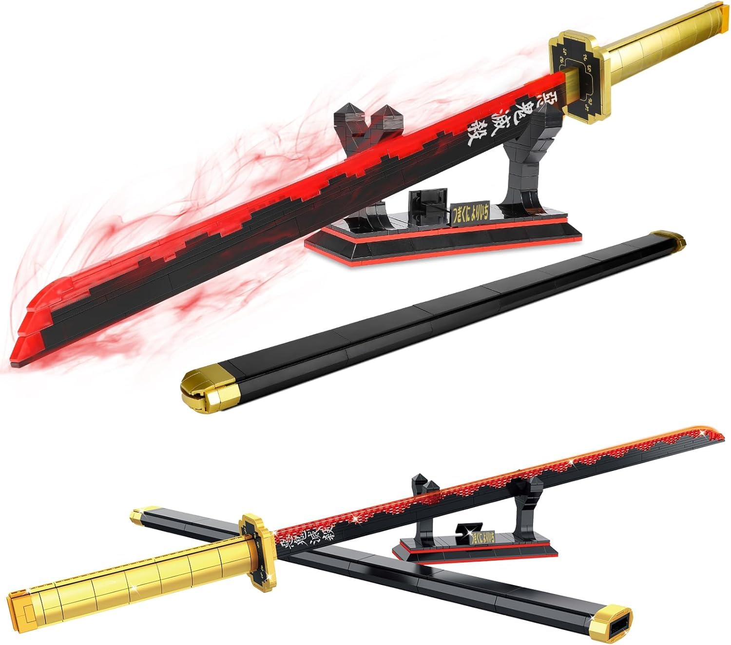 QLT Demon ideas Slayer Tsugikuni Yoriichi Sword Building Set, 606 Pcs Toy Building Set Toy Compatible with Lego Anime, Katana Building Set, Gift for Anime Fans