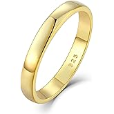 STARCHENIE 925 Sterling Silver 14K Gold Plated Wedding Band Ring, 2mm 3mm 4mm 5mm 6mm Width, Comfort Fit High Polish, for Men and Women