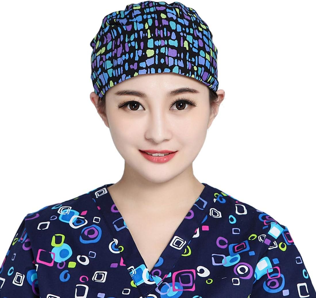 YUENA CARE Scrub Cap Sweatband Adjustable Medical Surgery Hat for Women Men