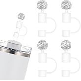 EveryBling Diamond 4Pcs Straw Cover Topper for Stanley Cup Bling Cute 10mm Straw Cap for Stanley 30&40 Oz Tumblers (Silver)