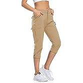 Flewolch Women's Capri Pants Lightweight Outdoor Cargo Hiking Capris Quick Dry UPF 50 with Zipper Pockets