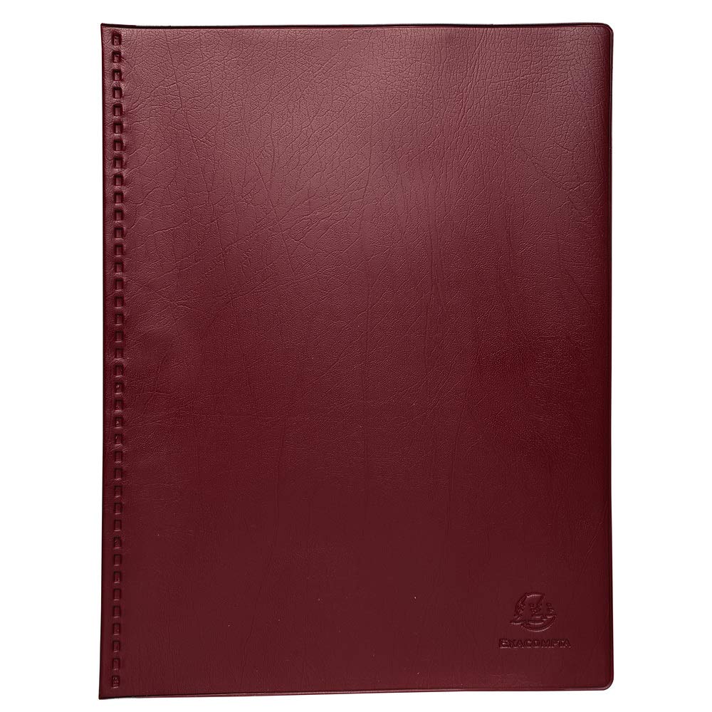 Exacompta - Ref 88525E - Vega Opaque PVC Display Book - Suitable for A4 Documents, Made From Soft PVC, Lightweight, 50 Pockets, 100 Viewing Pages - Burgundy Cover