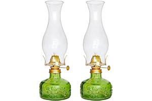 SYOENK 2 Pcs Chamber Oil Lamps for Indoor Use, Large Glass Clear Kerosene Lamp Home Decorative Color Hurricane Lamp Oil Lantern Vintage Oil Lamp for Tabletop Decor Lighting