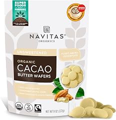 Navitas Organics Cacao Butter Wafers – For Hot Cocoa, Desserts, Baking & DIY Skincare Recipes – 100% Unrefined Food Grade Cac
