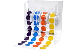 UCEC Sticker Roll Dispenser, 4 Disks Acrylic Sticker Holder, Roll Holder Organizer for Small Hand Workers, Offices and Homes
