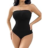 SheBuddy Women's Strapless Shapewear Bodysuit Tummy Control Seamless Sculpted Body Shaper with Removable Straps