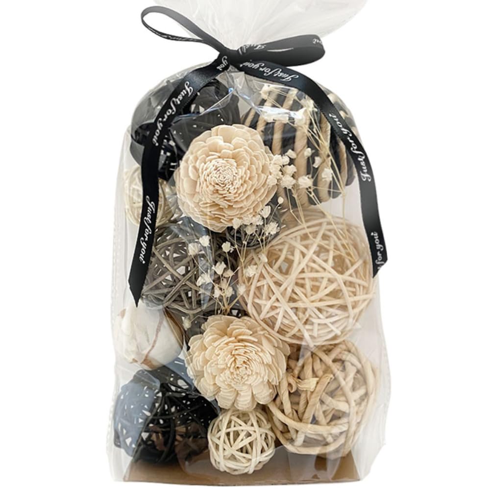 Photo 1 of Qingbei Rina Black Decorative Balls for Bowls, Assorted Wicker Rattan Balls Decorative, Bowl Vase Filler Balls, Decorative Orbs Woven Spheres for Centerpiece, Wedding Table Home Decor