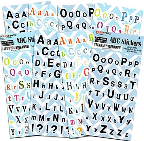 ABC Letter Stickers - Over 440 Letters and Punctuation Stickers on 8 Sheets (Black and Color ABC Sets Included)