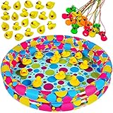 Tigerdoe Carnival Games - Duck Pond Pool with 20 Duckies & 12 Duck Beak Whistles - Pond Game - Matching Game