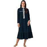 Lanz of Salzburg Sleepwear & Loungewear for Women - 100% Cotton Flannel - Long Sleeve Highneck Soft & Breathable Nightgown
