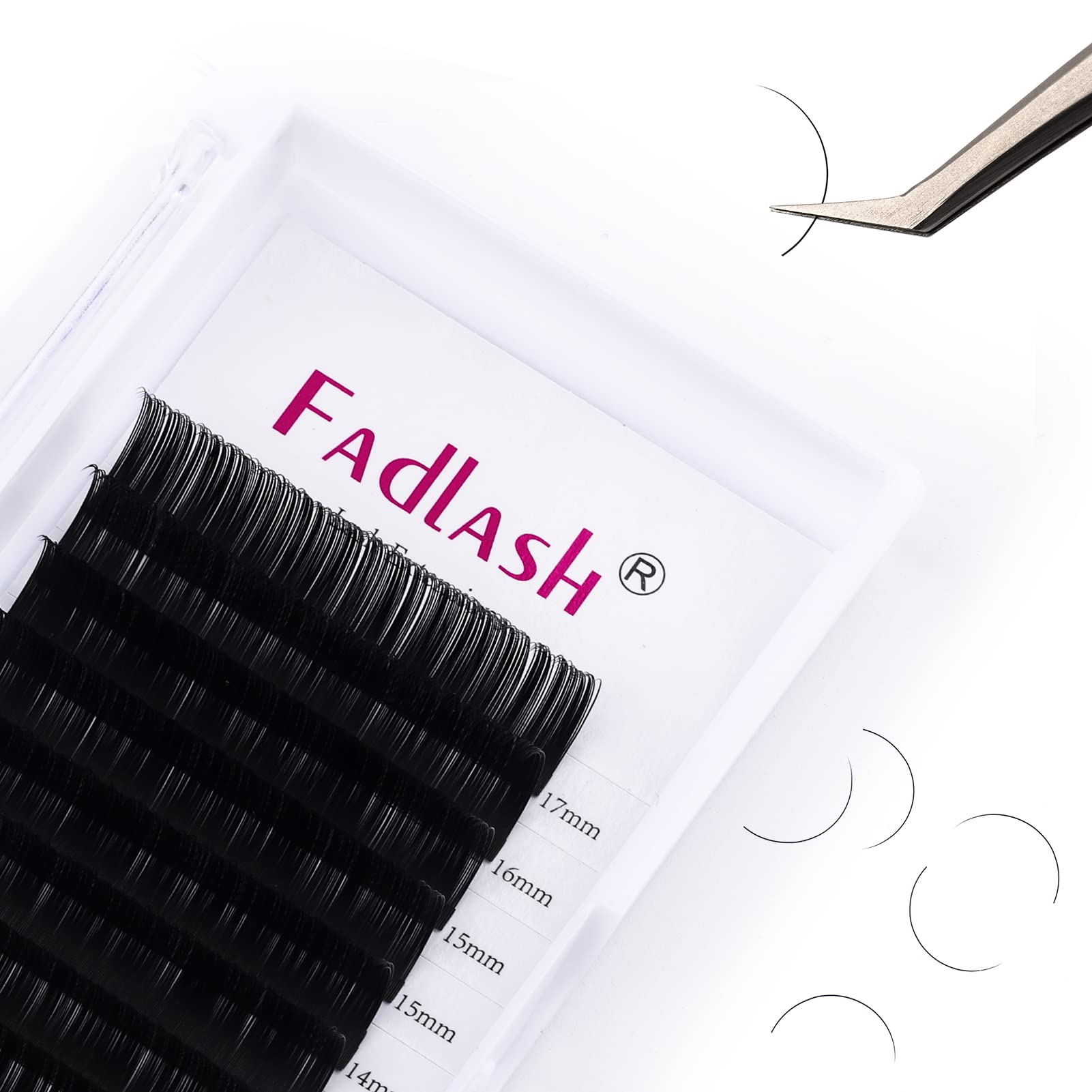 FADLASH Individual Classic 1:1 Eyelash Extension 0.15mm D Curl 9-17mm Mixed Tray Matte Black Professional Classic Individual Lashes, MIX(9-17), 1 count — image 1