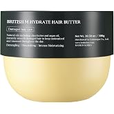 BRITISH M Hydrate Hair Butter &ndash; Intensive Moisturizing Leave-In Hair Treatment for Dry, Damaged &amp; Frizzy Hair, Smooth &amp; Shine Hair Cream, 10.14 oz (300g)