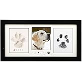MYPAWLETS Paw Print Frame Kit,Dog/Cat Paw Print Kit,Soft Pawprint Clay&Clean Touch Ink Pad,Pet Paw Print Impression Kit with Customization Tool,Wooden Pet Memorial Frame,DIY Dog Lover Gifts-Black