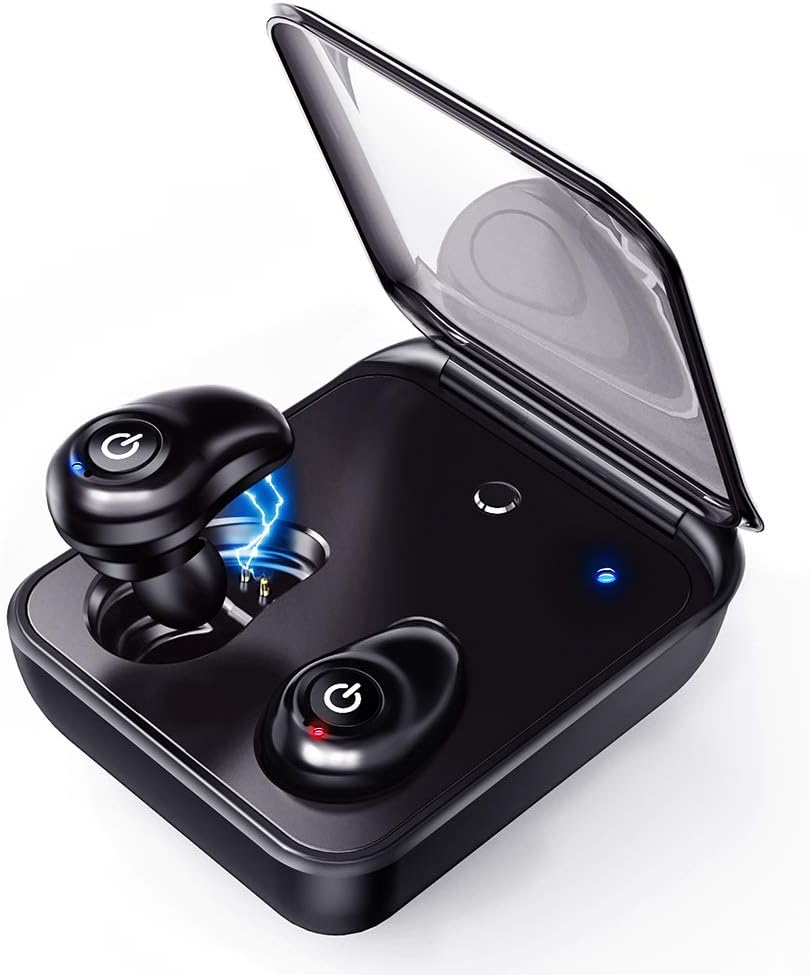 Wireless Earbuds, Bluetooth 5.0 Hi-Fi Stereo Sound Earphone, Wireless Bluetooth Earbud, Dual Built-in Mic Auto Pairing Sport Headphones, 2000mAh Charging Case as Power Bank, for most bluetooth devices