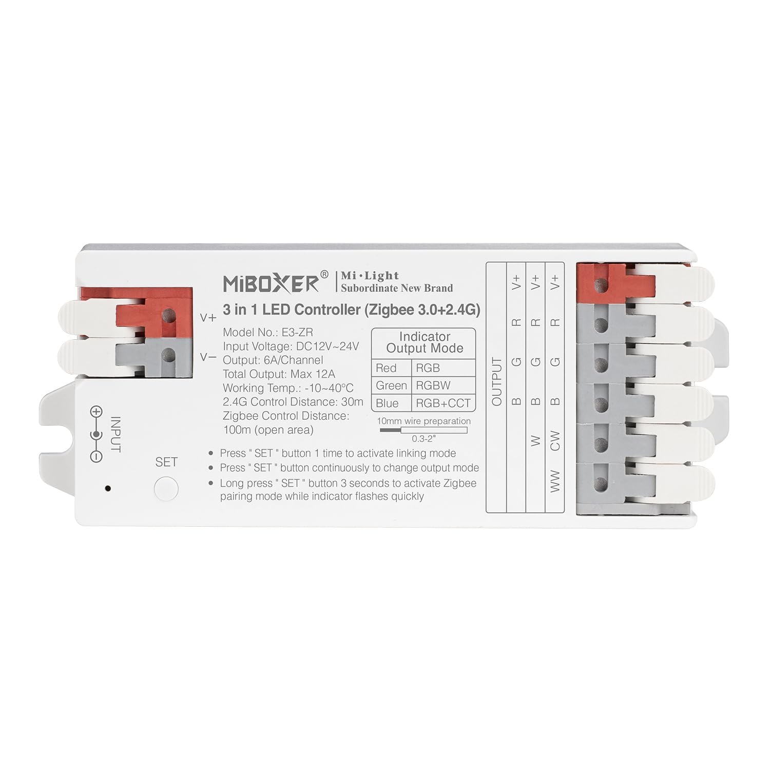 lighteu®, Milight Miboxer Zigbee3.0 and 2.4GHz 3 in 1 LED Strip Controller 12V/24V Compatible with Zigbee 2.4GHz Remote Control, APP/Voice Control, E3-ZR — image 1