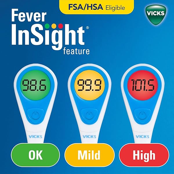 VICKS SPEEDREAD DIGITAL THERMOMETER FOR BABY, KIDS & ADULTS, COLOR-CODED READINGS, ORAL, BABY RECTAL THERMOMETER OR UNDER THE ARM, WATER RESISTANT