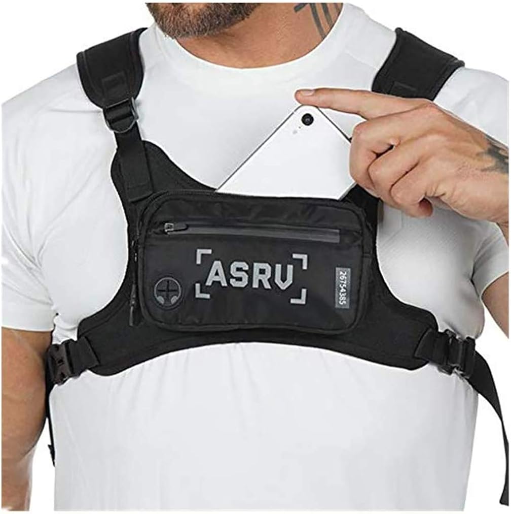 Chest Bag for man, Hip Hop Waist Pack Radio Harness Bag with Phone Hole