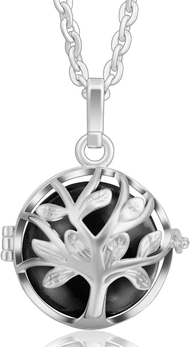 EUDORA Harmony Ball Tree of Life Music Chime Ball Locket Pendant Necklace for Women Girls Baby Charming Gift Jewellery,30inch