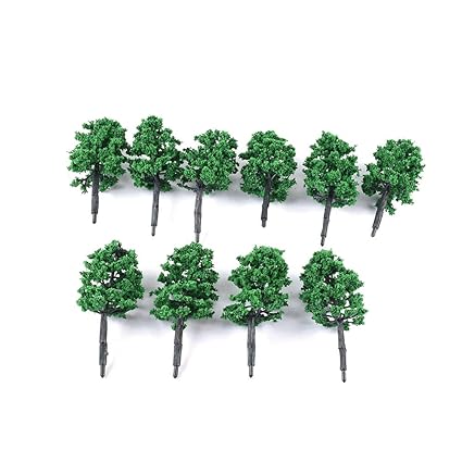 KKmoon 10 Pcs Model Tree Plastic Miniature Landscape Scenery Train Railways Mini Layout Rainforest Trees Scale Style 1