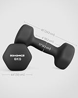 SONGMICS Set of 2 Dumbbells 6 kg Neoprene Hex Non-Rolling Ink Black SYL160B01 view 7