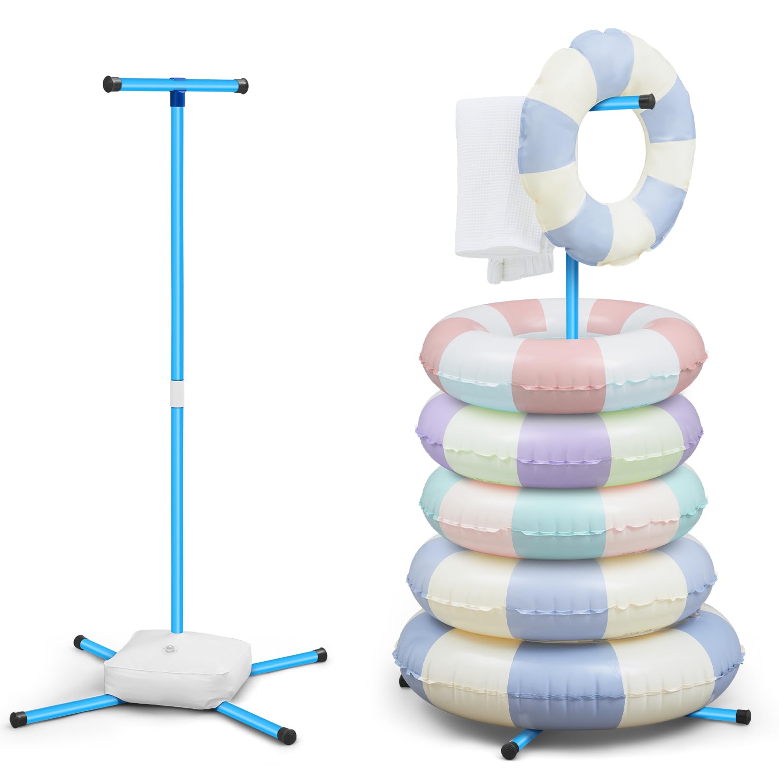 Photo 1 of Lineshading 2Pc Pool Float Storage Pool Float Holder with Water Bag Swimming Ring Rack PVC 50" x 30" Pool Tube Holder for Summer Swimming Tube Towel Goggle
