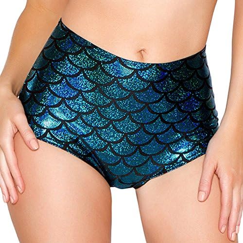 Women's High Waisted Sexy Mermaid Shorts Fish Scale Booty Bottoms Free Size