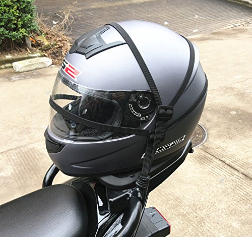 Oda Motorcycle Strength Retractable Helmet Luggage Fixed Elastic Rope Strap with 2 Hooks Motorcycle Helmet Net String Elastic Motorcycle Luggage String Bag Bike Tying Up Hook Strap