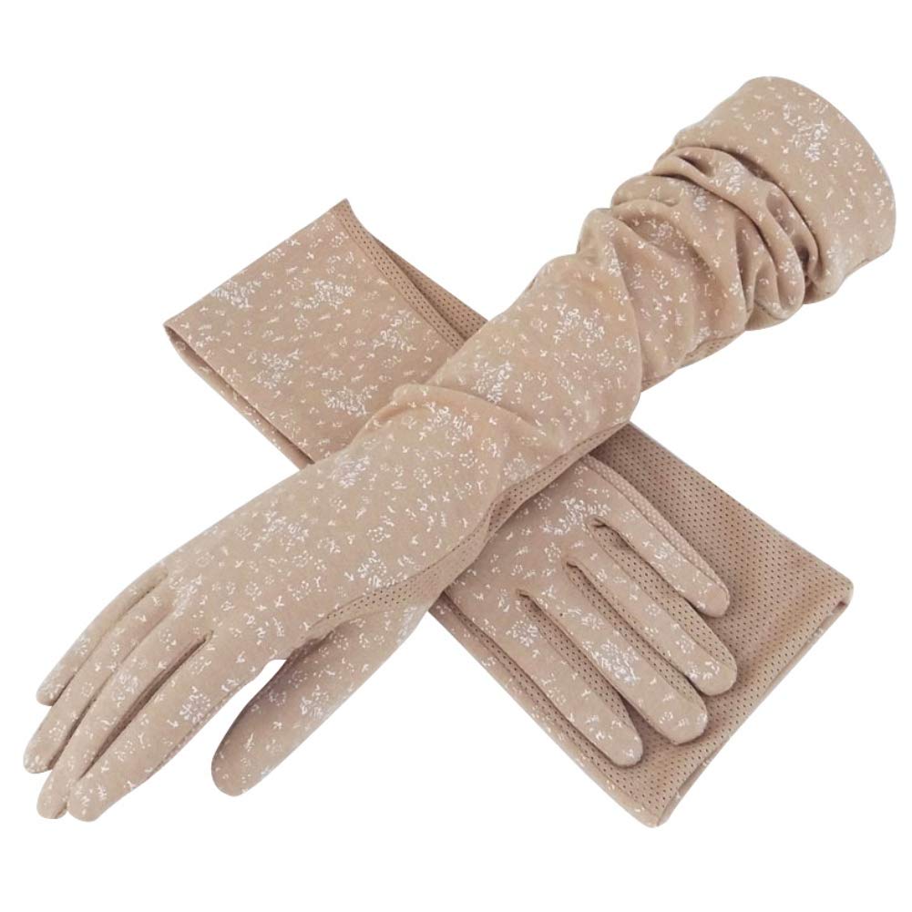 TINAYAUE Women Girls Long Sleeve Driving Gloves, Thin Breathable Summer Sun UV Protection Cotton Gloves Long Arm Cover Full Finger Outdoor Sports Cycling Gloves
