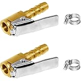 Joywayus Tire Inflator Valve 1/4" Open Flow Air Chuck with Lock Connector and Stainless Steel Clamp 2 Pack