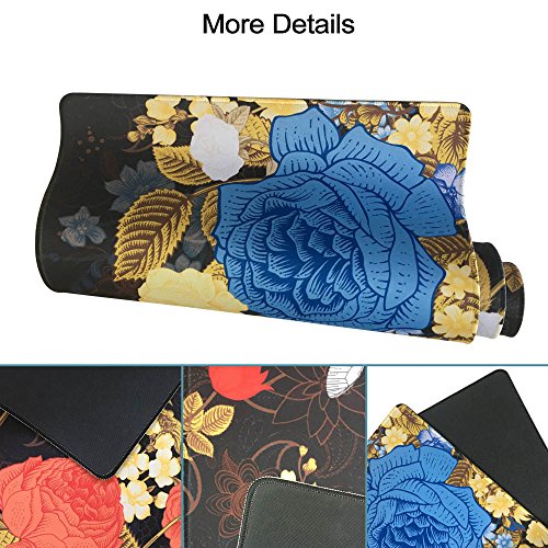 Extra Large Mouse Pad - Floral Design Gaming or Desk Mousepad - 31.5" x 15.7"x0.12''(3mm Thick)- XXL Protective Keyboard Desk Mouse Mat for Computer/Laptop-Rose with Butterfly