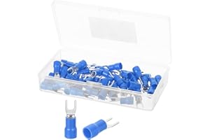 MECCANIXITY Insulated Fork Spade Connectors, 12-10AWG SV5.5-4 U-Type Tinned Copper Waterproof Fork Crimp terminals Connectors