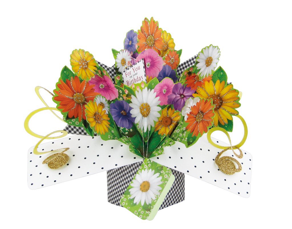 Birthday Flowers Pop-Up Greeting Card Original Second Nature 3D Pop Up Cards