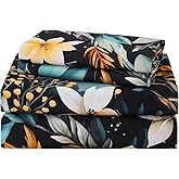 CozySmile 4 Pieces Queen Sheet Set Floral, Boho Sheets Soft Microfiber Deep Pocket, Floral Sheets (Queen, Tranquil Night Lily)