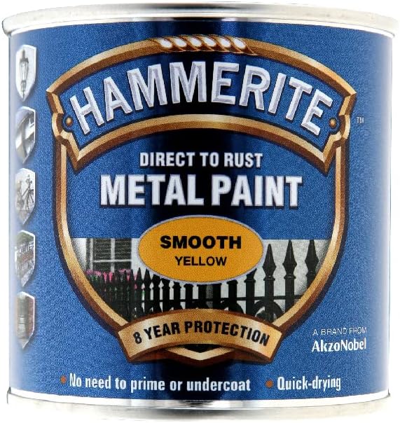 Hammerite Direct to Rust Metal Paint Smooth Yellow 250ml