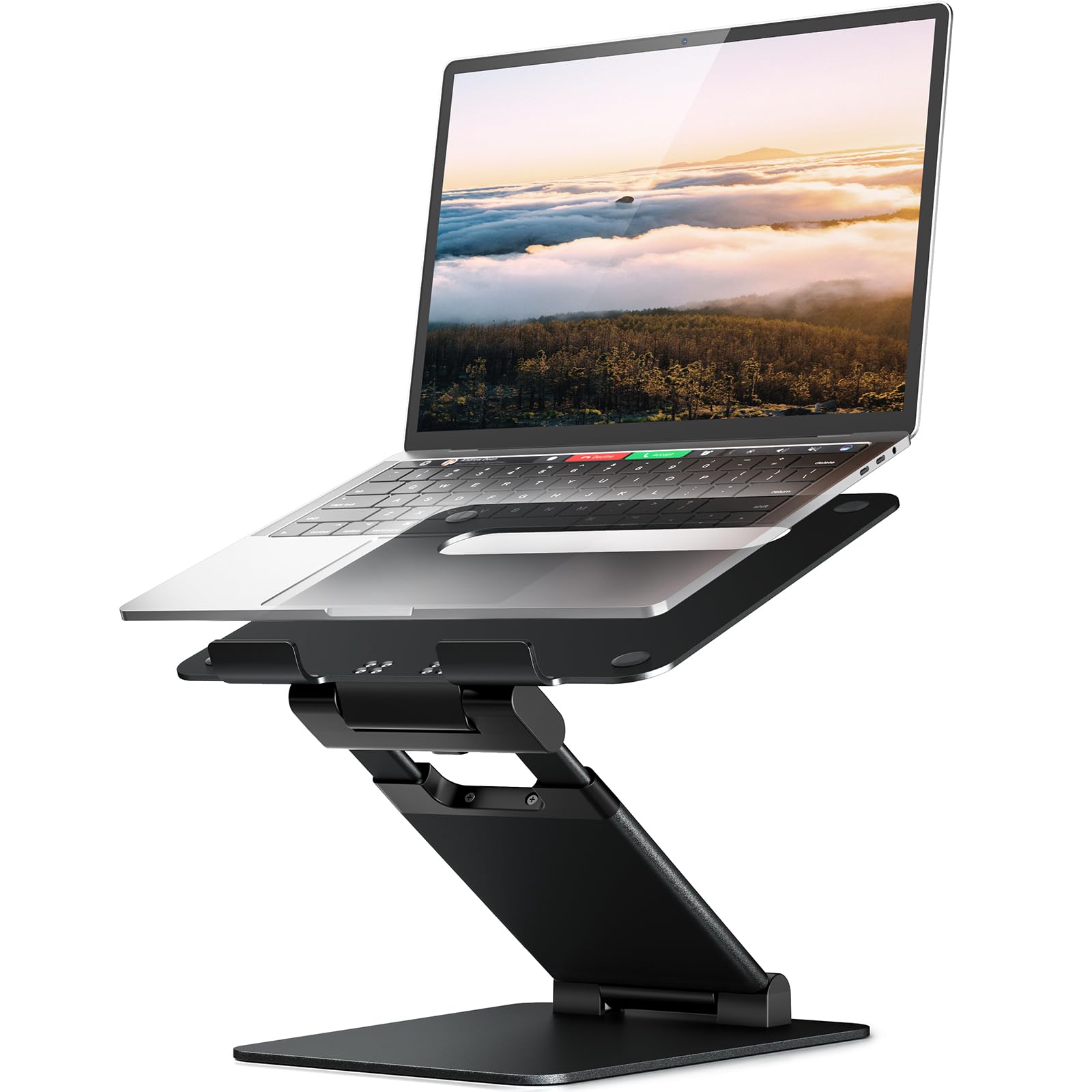 Photo 1 of Nulaxy Height Adjustable Laptop Stand for Desk, Dual Foldable Aluminum Computer Riser, Pull Out Design Ergonomic Sit to Notebook Holder Convertor, Compatible with All 10-17" Laptops, Tablets, Black