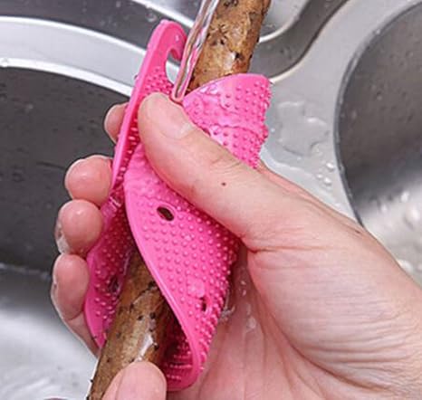 Amazon Hj 野菜洗いブラシ 野菜用ブラシ 土落とし 根菜洗い シリコンキッチンブラシ じゃがいも洗い シリコンブラシ ピンク キッチンブラシ オンライン通販