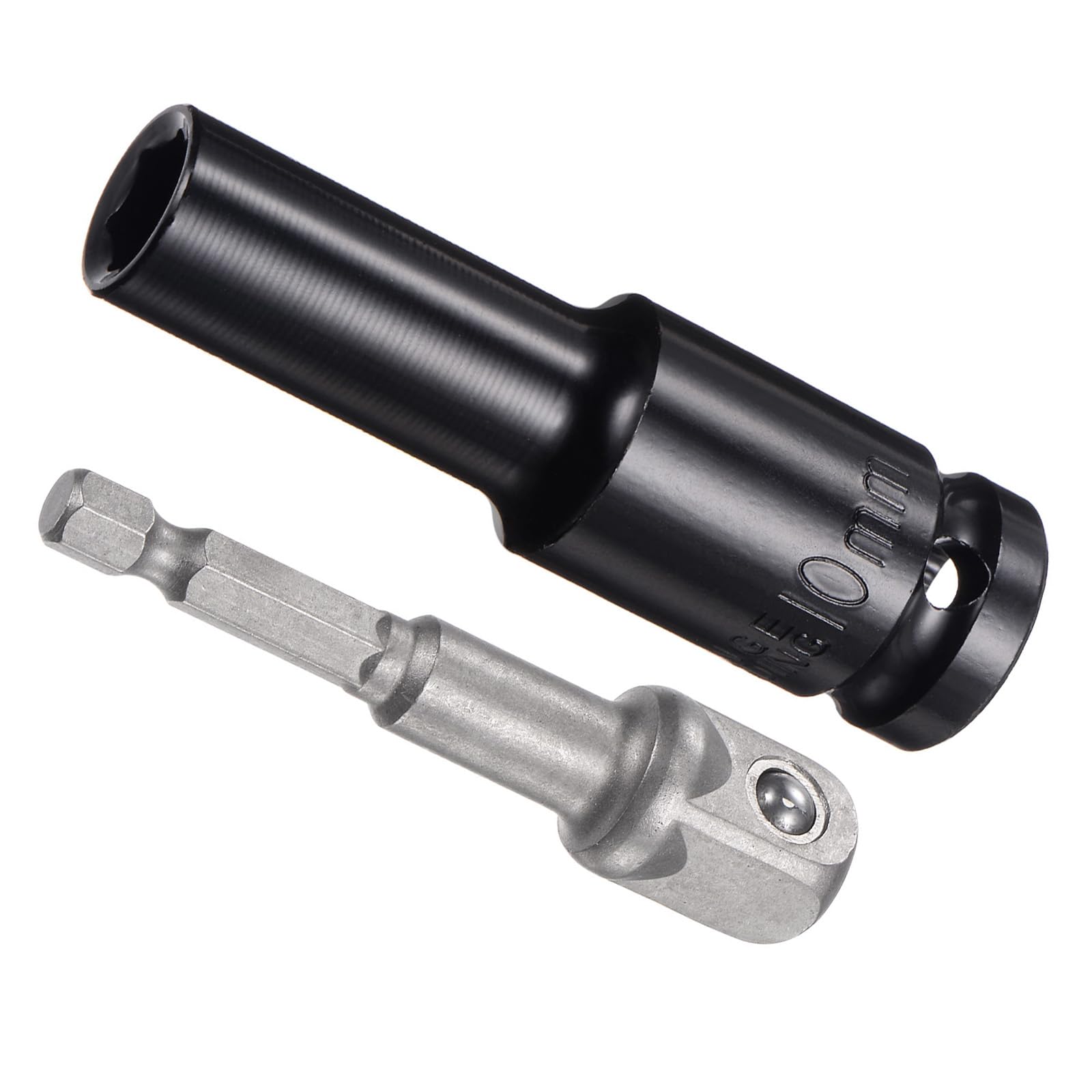 CoCud Deep Socket Set, 10mm Socket 3" Length 1/2" Drive, CR-V 6-Point Drive Socket Accessory Set with 1/4" Socket Adapter - (Applications: for Electric Hand Drill Screwdriver)