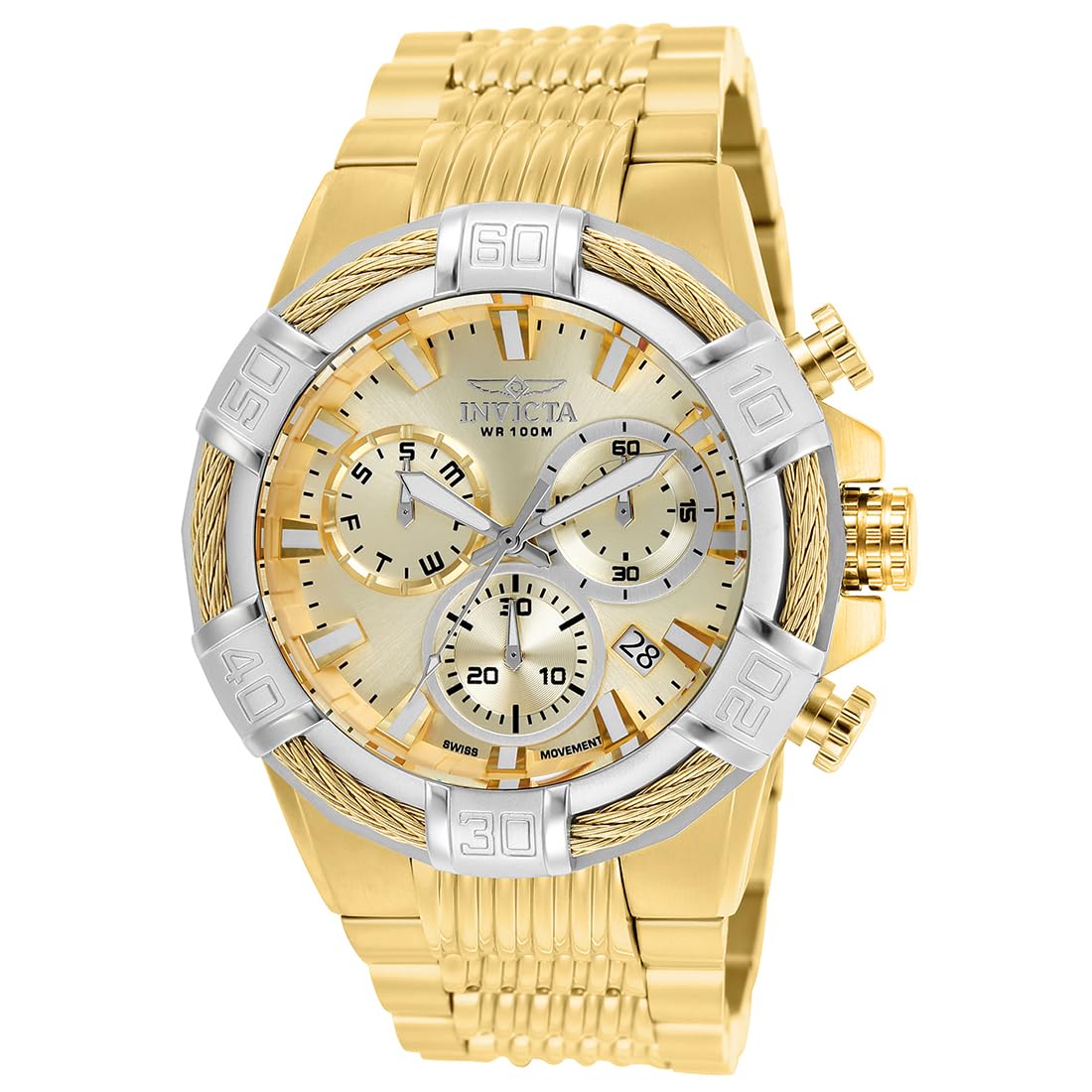 Invicta Bolt 25868 Men's Watch - Waterproof - Analogue - Quartz Movement - stainless steel with Gold dial - 51mm