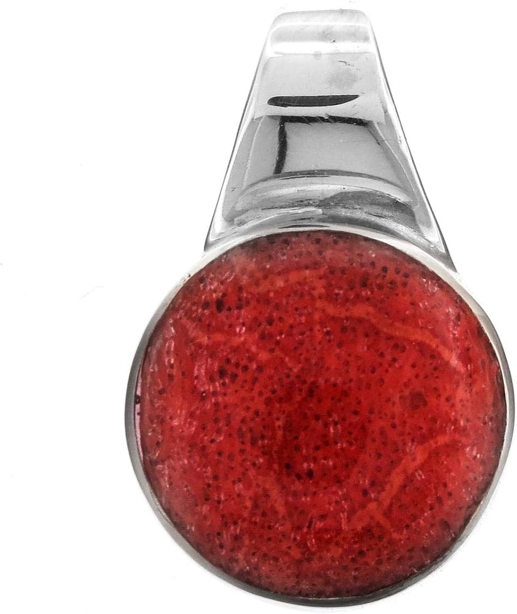 Red Sponge Coral 925 Sterling Silver Pendant, 7/8
